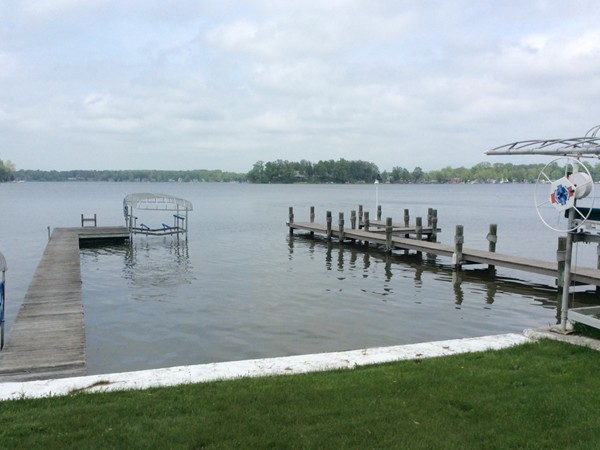 A pair of private piers at Paw Paw Lake in Coloma