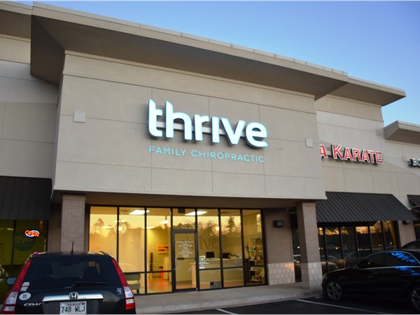 Thrive Family Chiropractic is located prominently near the corner of Bowman Rd. and Kanis Rd.
