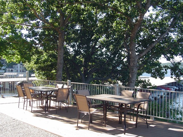 Lake side patio from Bay Point Village Condominiums