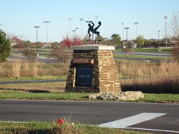 Landmark sign for the Legacy Park soccer fields