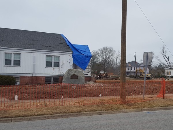 The site of the First Presbyterian Church after the F2 tornado of January 19, 2019