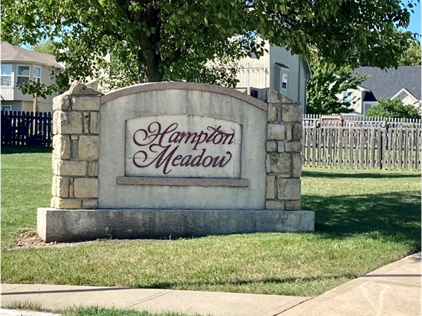 Entrance sign at Hampton Meadow Subdivision on Stark Ave in Northland Kansas City