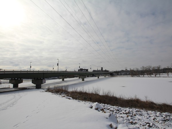 View of Downtown Bridge from the Lawrence Riverfront Park