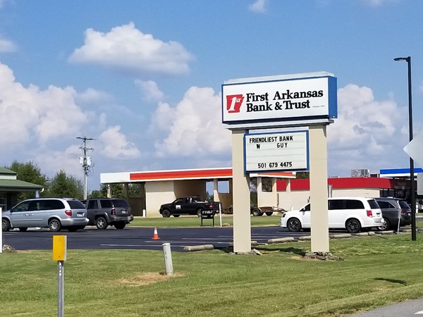 First Arkansas Bank & Trust is the only bank on Highway 25 by Win Meadow Lake
