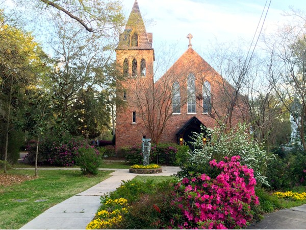 Christ Episcopal Church in downtown Covington with the springtime flowers in bloom. So picturesque!