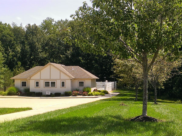 Withersfield Clubhouse and pool area tucked in the trees