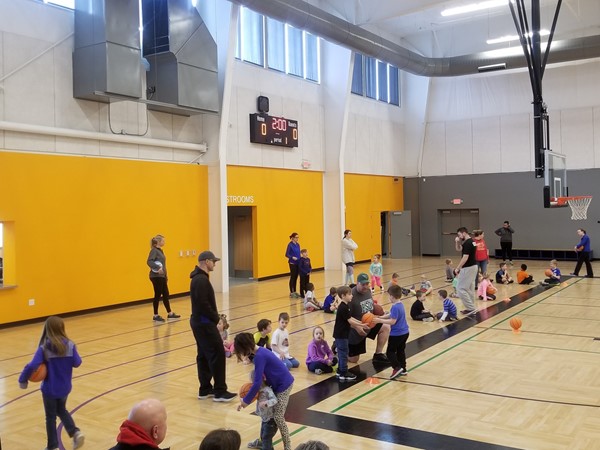 Basketball practice at the Raymore Community Center, by Shadowood Subdivision, in Raymore