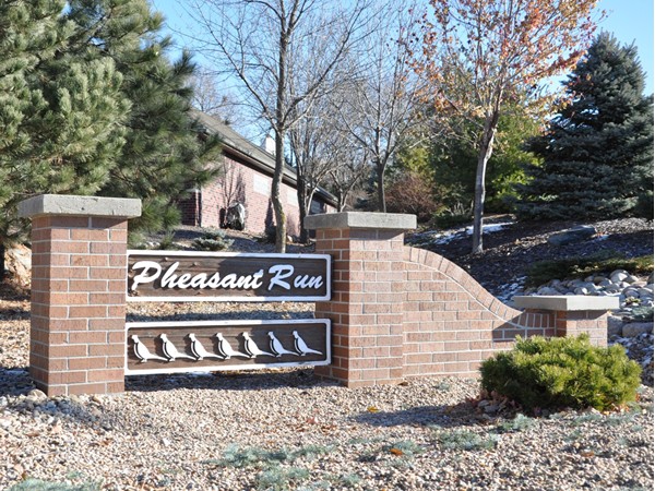 Main entrance to Pheasant Run, one of Lincoln's private communities.