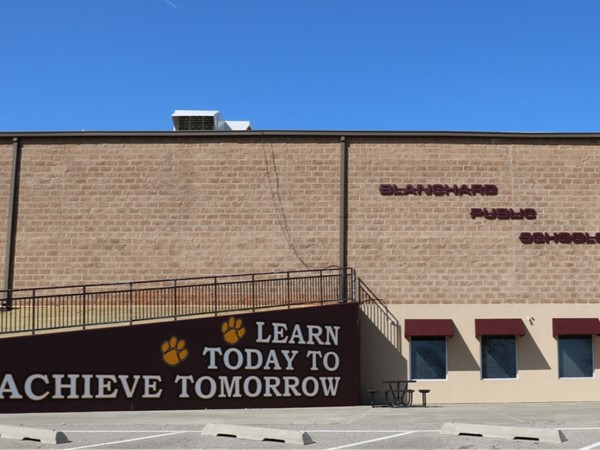 Love this quote "Learn today & achieve tomorrow"! This is found at Blanchard Middle School