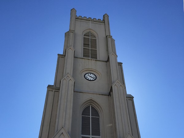 ST. Patricks Church. A historic gothic-style catholic church with a 185 ft. bell tower