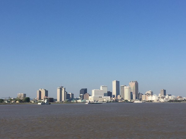 Crescent Park has an amazing view of downtown New Orleans and the Mississippi River