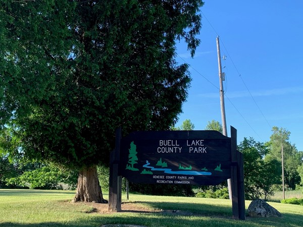 Entrance sign to Buell Lake County Park