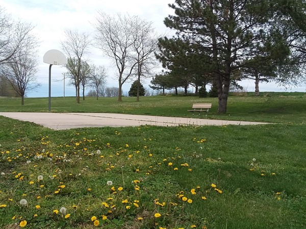 Monarch Place park basketball court and sitting bench
