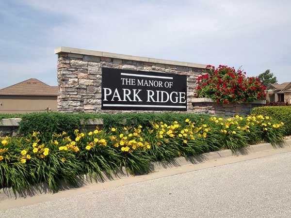 The Manor of Park Ridge subdivision entrance.