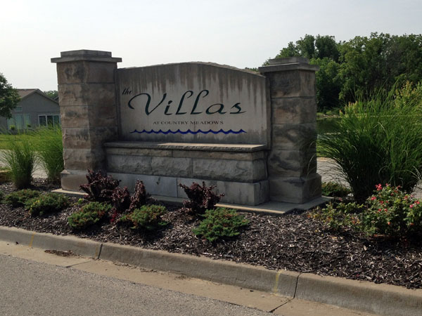 The Villas at Country Meadows subdivision entrance.