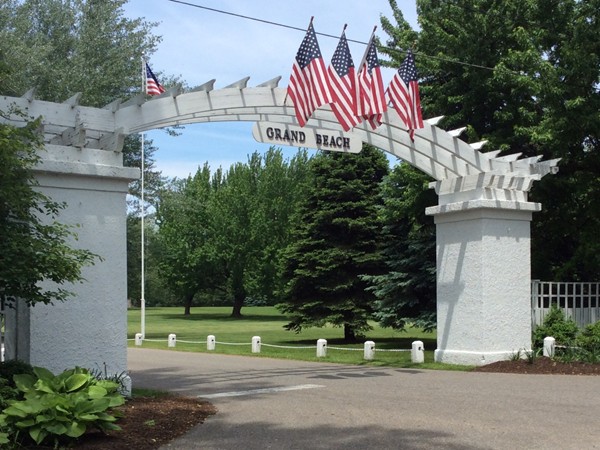 The Grand Beach Arch shows her Memorial Day spirit