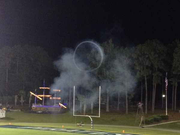 FHS Pirates score! How can you tell? A cannon fires from the pirate ship! 