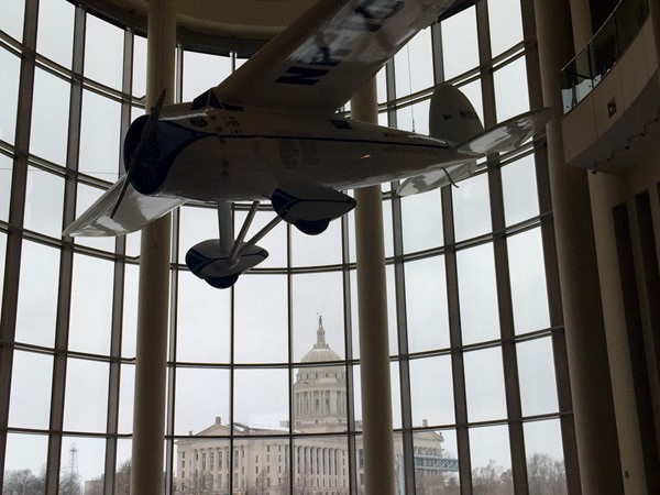 View of the Capitol Building from inside the Oklahoma History Center