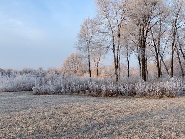 Frost covering Big Woods Lake in the morning is beautiful