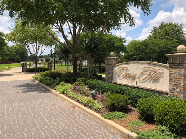 The entrance to Cherry Hill Subdivision in Greenwood