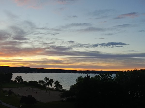 An evening with friends and a sunset over the Leelanau Peninsula and West Bay...TC Fridays