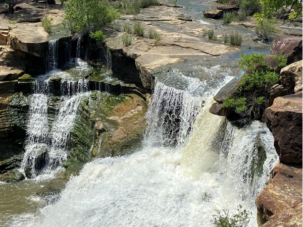 Enjoy beautiful falls at this location on Bluestem Lake