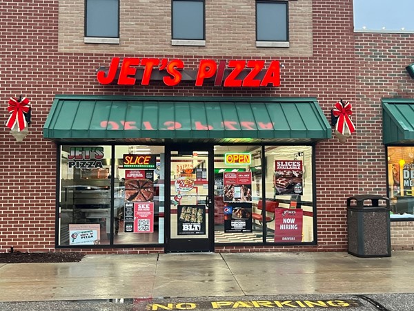 Jet's Pizza has yummy pizza options!  Located in the plaza across from Bueches.