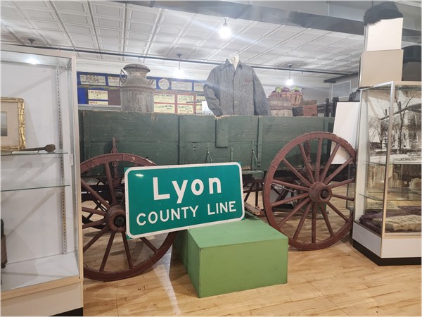 Wagon display at the Lyon County History Center