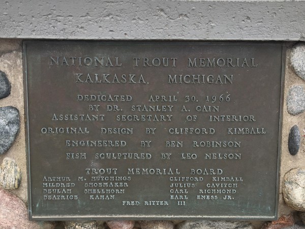 National Trout Memorial Plaque 