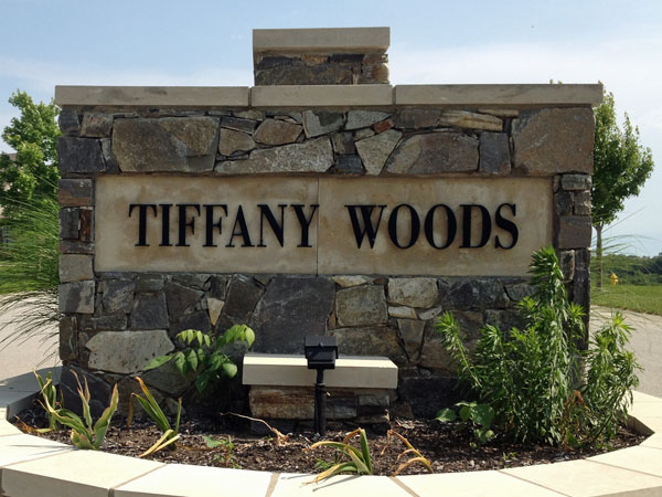 Tiffany Woods subdivision entrance