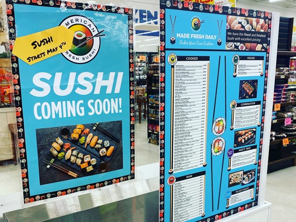 The Cameron Market now offers fresh sushi rolls, bowls, and salads every day