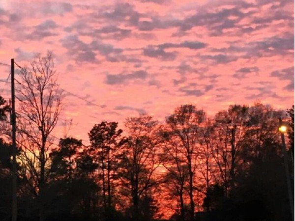Pearl River County pink and red sunsets in Hidden Hills Subdivision