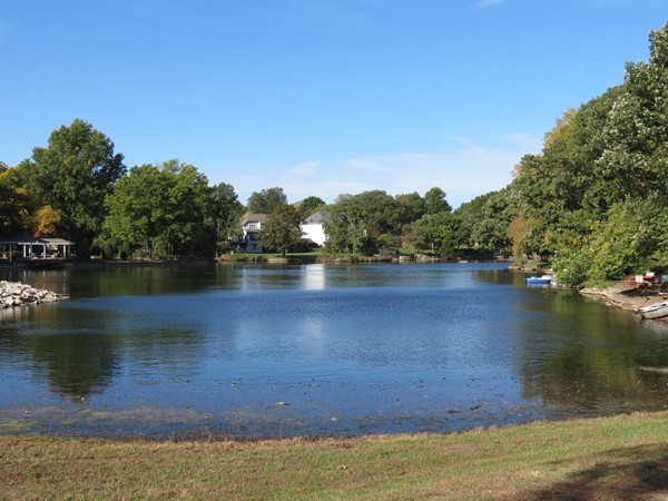 The private lake at Oak Tree Meadows