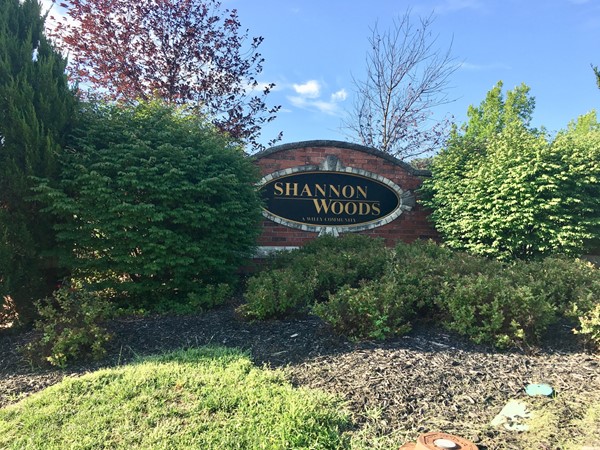 Entry to Shannon Woods Subdivision