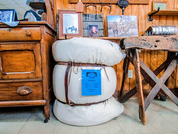 Jeff Wade Saddlery in Barnsdall, Oklahoma has bedrolls for unexpected overnight guests