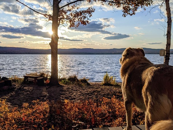 Sharing a beautiful fall sunset at Lake Independence with a favorite friend 
