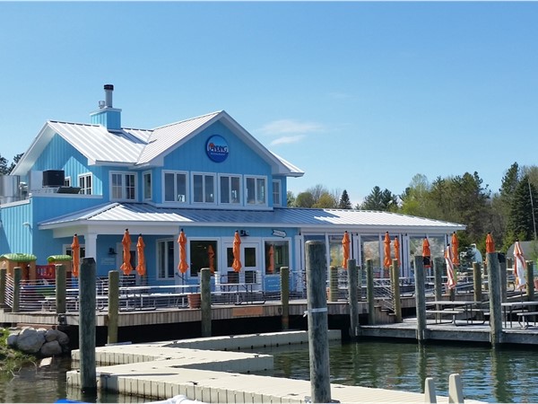 Drive up in a car or boat and enjoy lunch at The Landings in Charlevoix