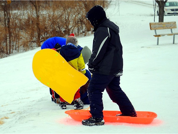Sledding fun at one of the parks in Jefferson City