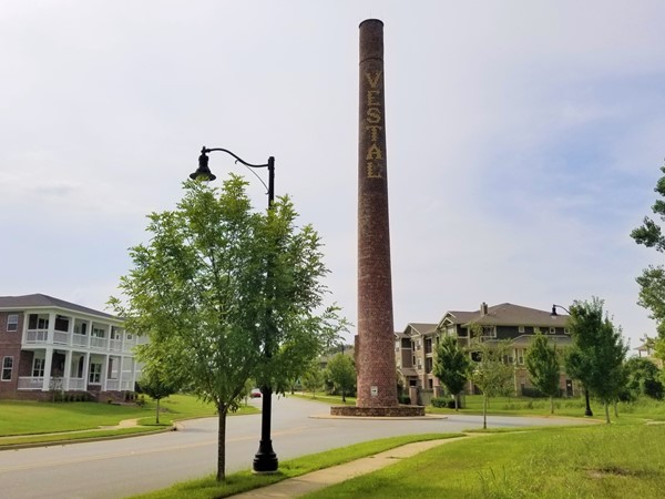 Vestal chimney, located near the entrance of Rockwater Village, c. August 2019