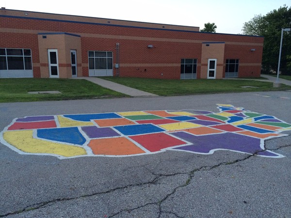 Beautifully painted USA map on the playground at Southeast Elementary School.
