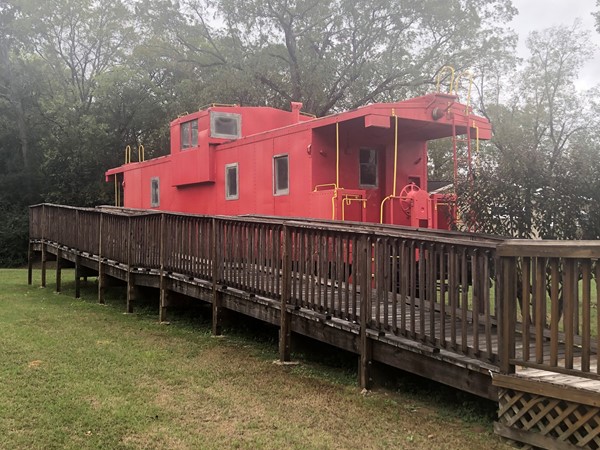 Red caboose at the Historic Northport Train Depot