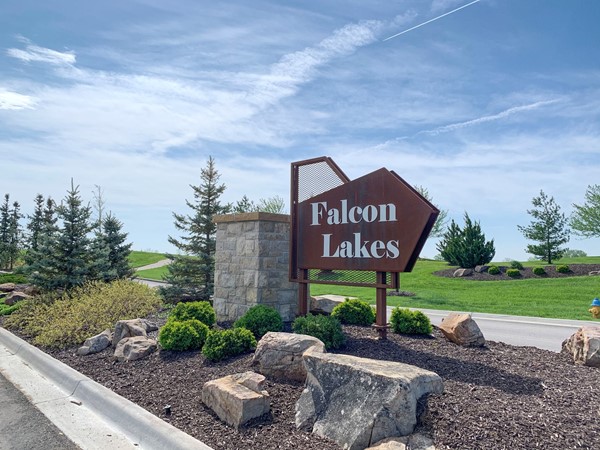 Falcon Lakes entrance sign