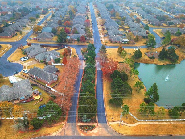 Gated entrance to Cedar Pointe in NW Edmond with neighborhood pool and playground