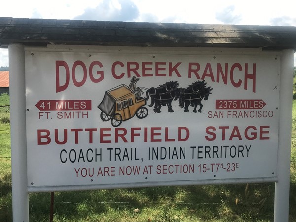 Butterfield Stage route sign north of Wister in Southeast Oklahoma
