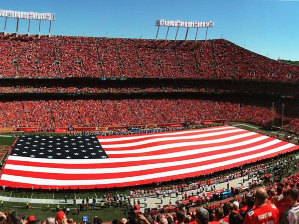 Chiefs Stadium on 9/11! It's great to be American! Thank you to all the military and our veterans