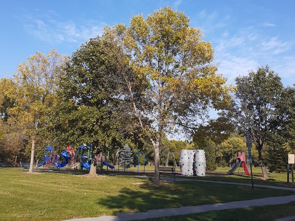 Jungle gyms and walking trail