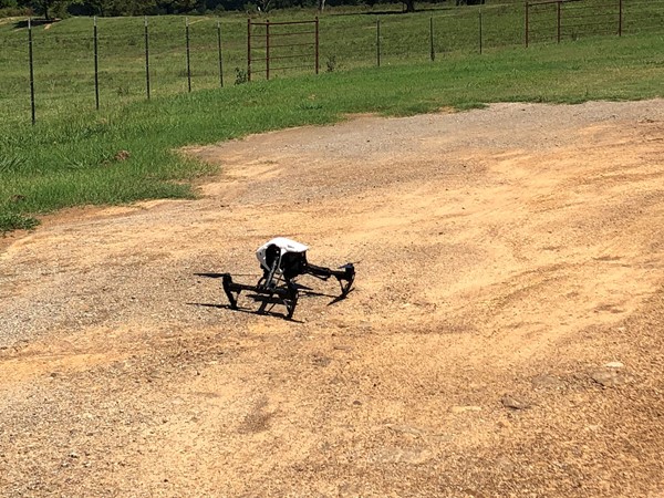 Drone getting ready for takeoff on this cattle operation off of Independence Rd in Heavener