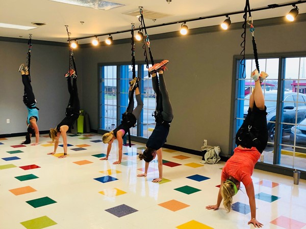 Bungee Yoga at Squeeze Juice + Health Bar