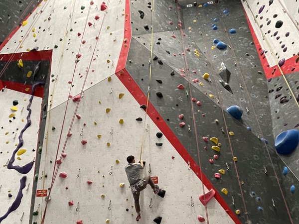 Climbing wall at Threshold Climbing Gym