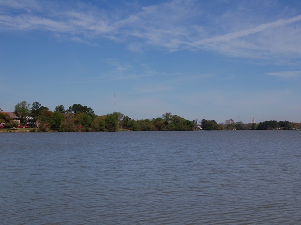 A beautiful day at LSU Lake - the State Capital building is in the far distance